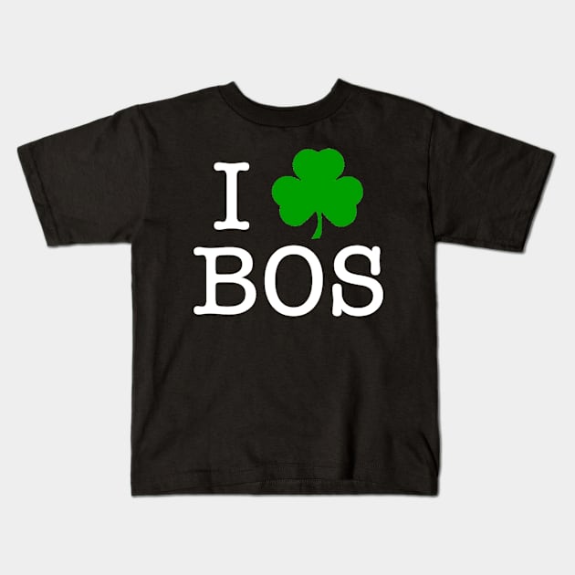 I Clover Boston (White Lettering) Kids T-Shirt by KyleHarlow